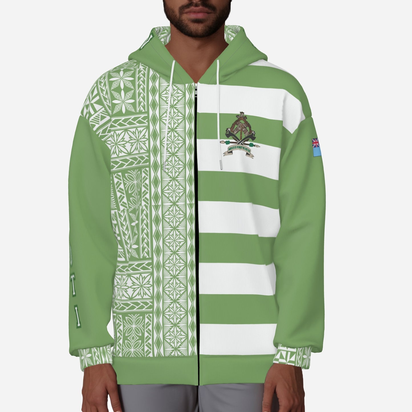 All-Over Print Men's Hoodie Zip Up Long Sleeve "Nakelo Rugby"