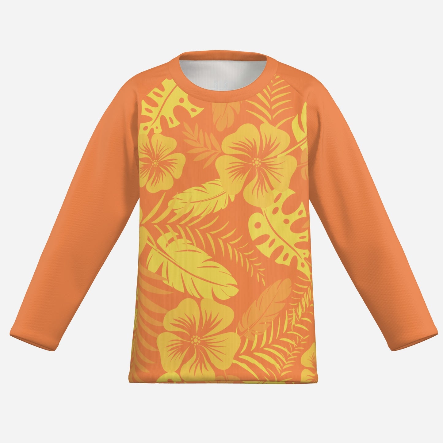 All-Over Print Girls Long Sleeve Pajamas "FijiVibe" Yellow/Orange Floral