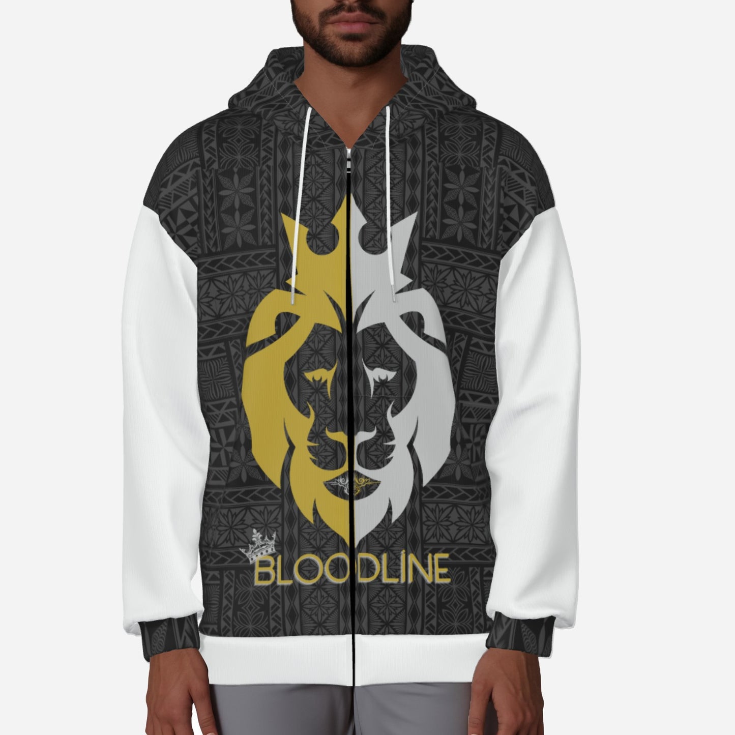 All-Over Print Men's Hoodie Zip Up Long Sleeve - Royal Bloodline "Not just a Name. It's a Bloodline"