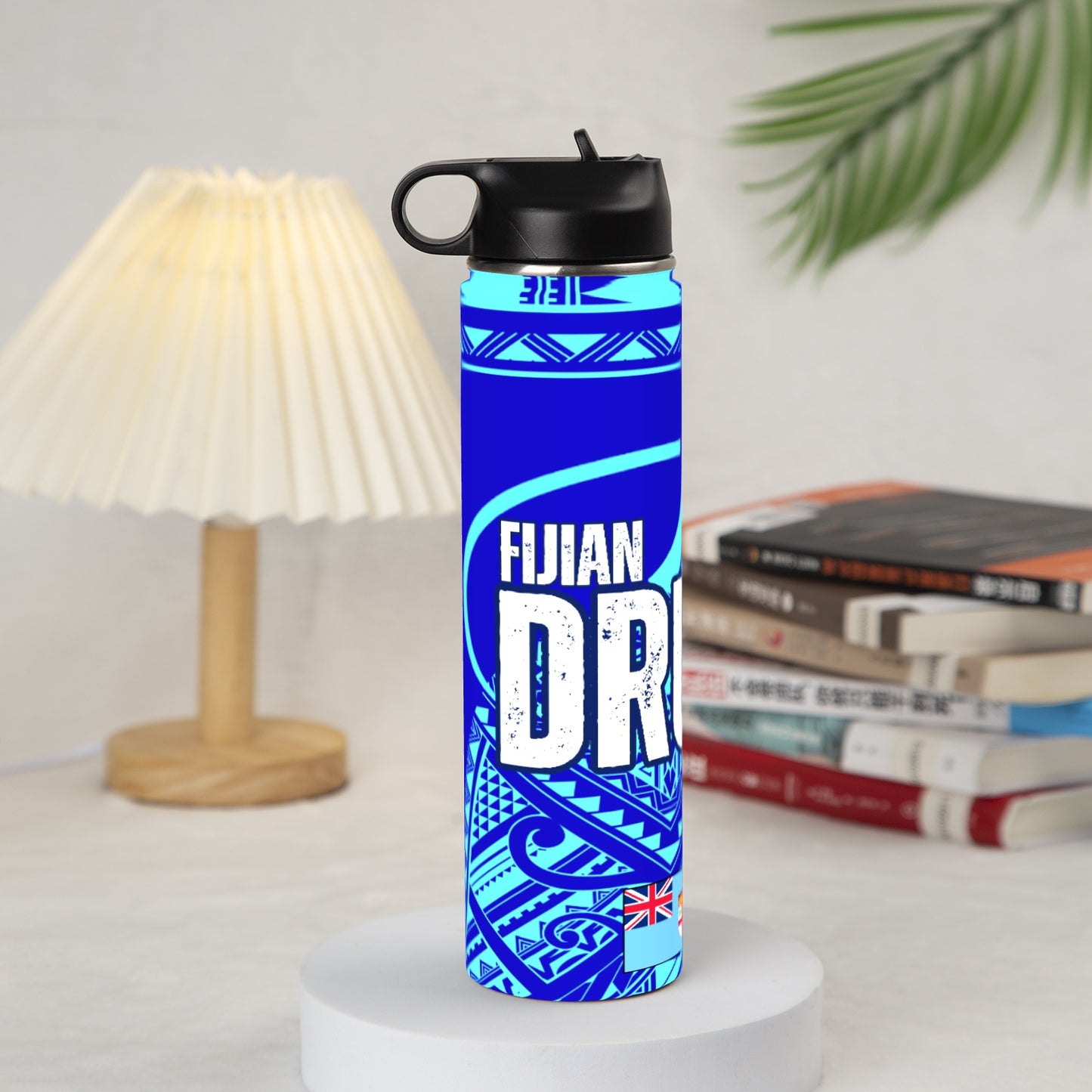 25 OZ Tumbler With Handle And Flip Straw - Fiji Vibe "Fijian Drua"