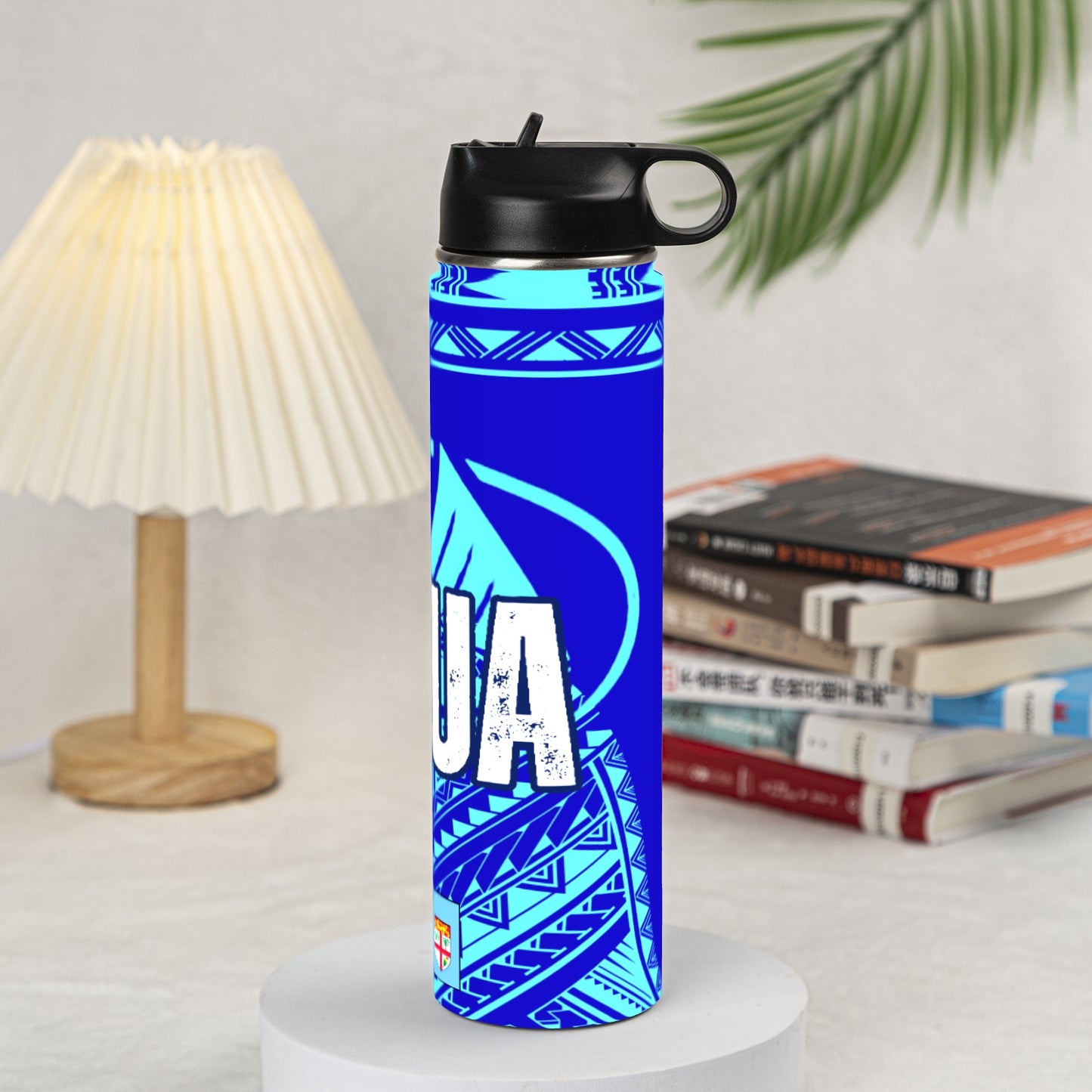 25 OZ Tumbler With Handle And Flip Straw - Fiji Vibe "Fijian Drua"