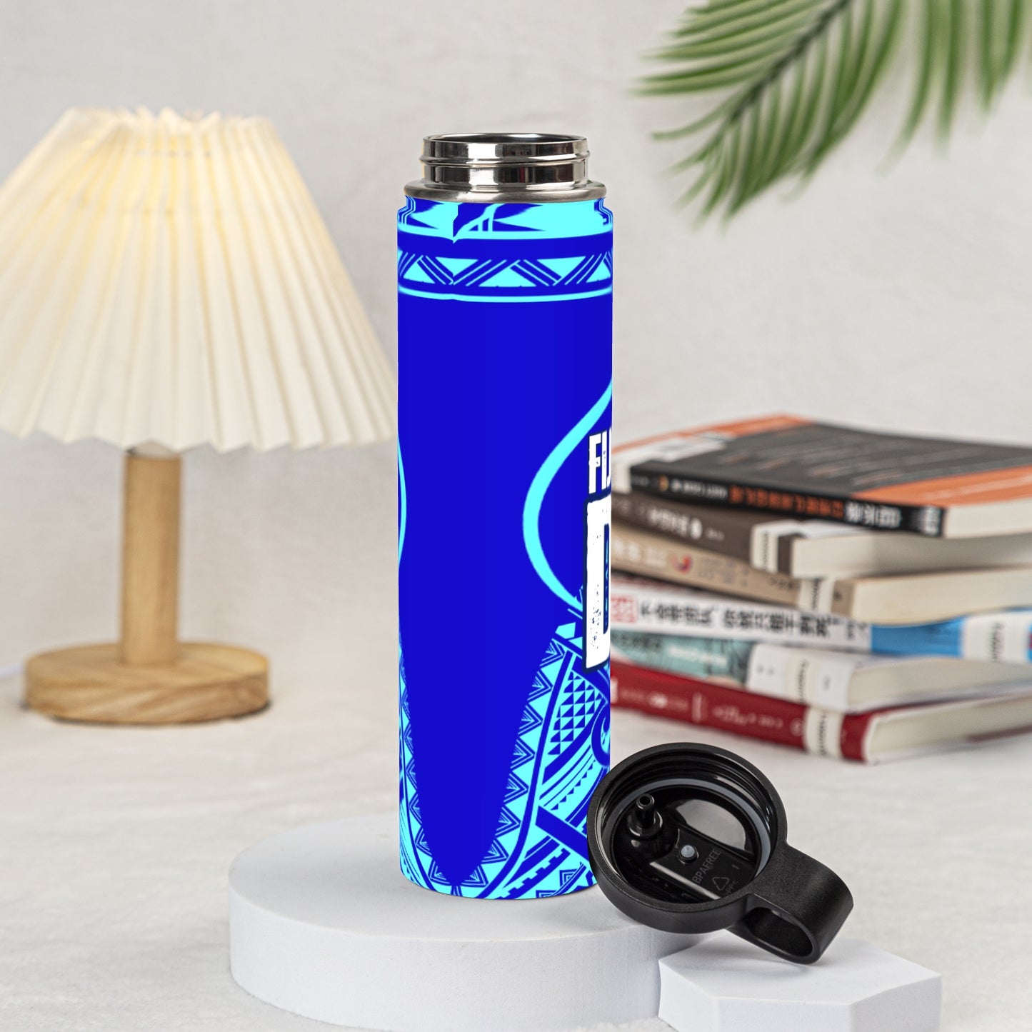 25 OZ Tumbler With Handle And Flip Straw - Fiji Vibe "Fijian Drua"