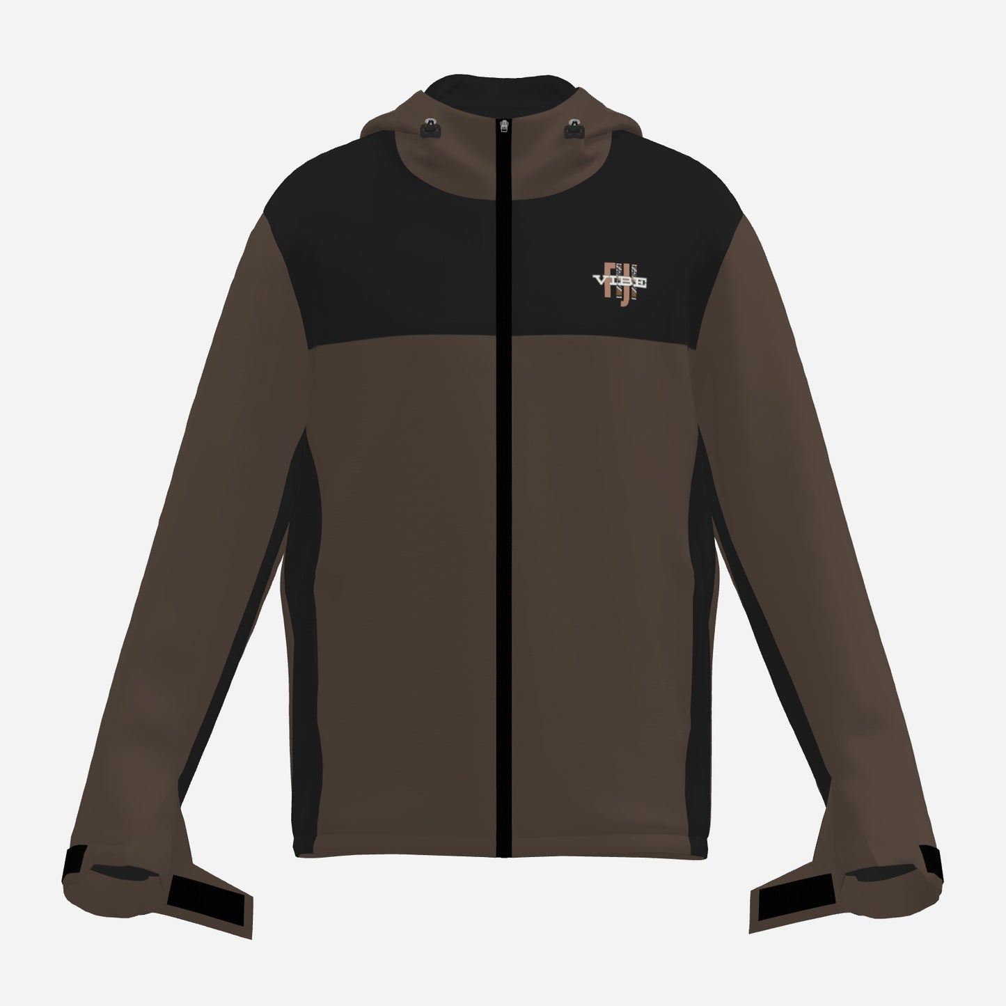 "FijiVibe" (Dark Brown) Men's Double Layer Windproof Zipper Jacket