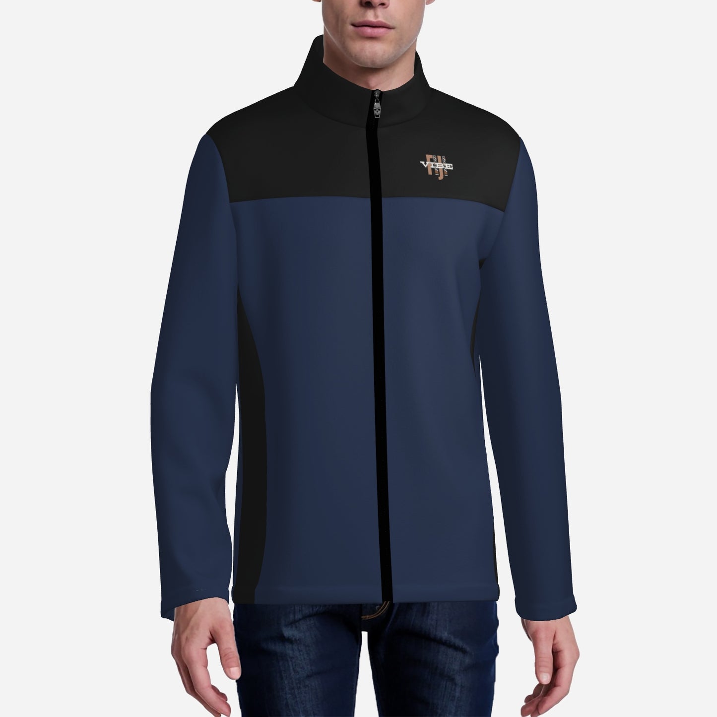 "FijiVibe" (Dark Blue) Men's Lightweight Fleece Jacket Soft Warm Outwear with Zipper Pockets