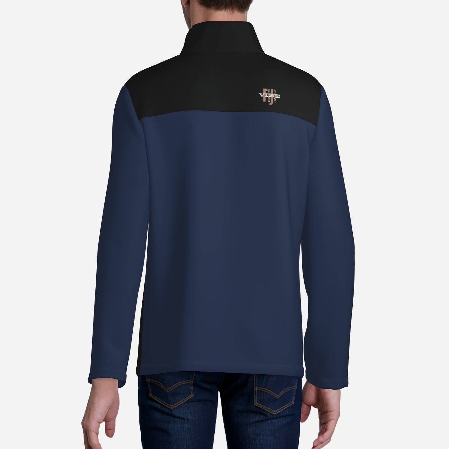 "FijiVibe" (Dark Blue) Men's Lightweight Fleece Jacket Soft Warm Outwear with Zipper Pockets
