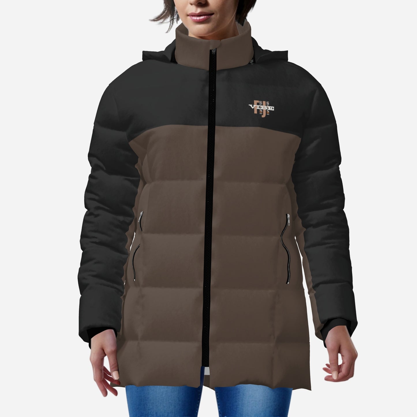 "FijiVibe" (Dark Brown) Women's Zipper Thicken Jacket Coat