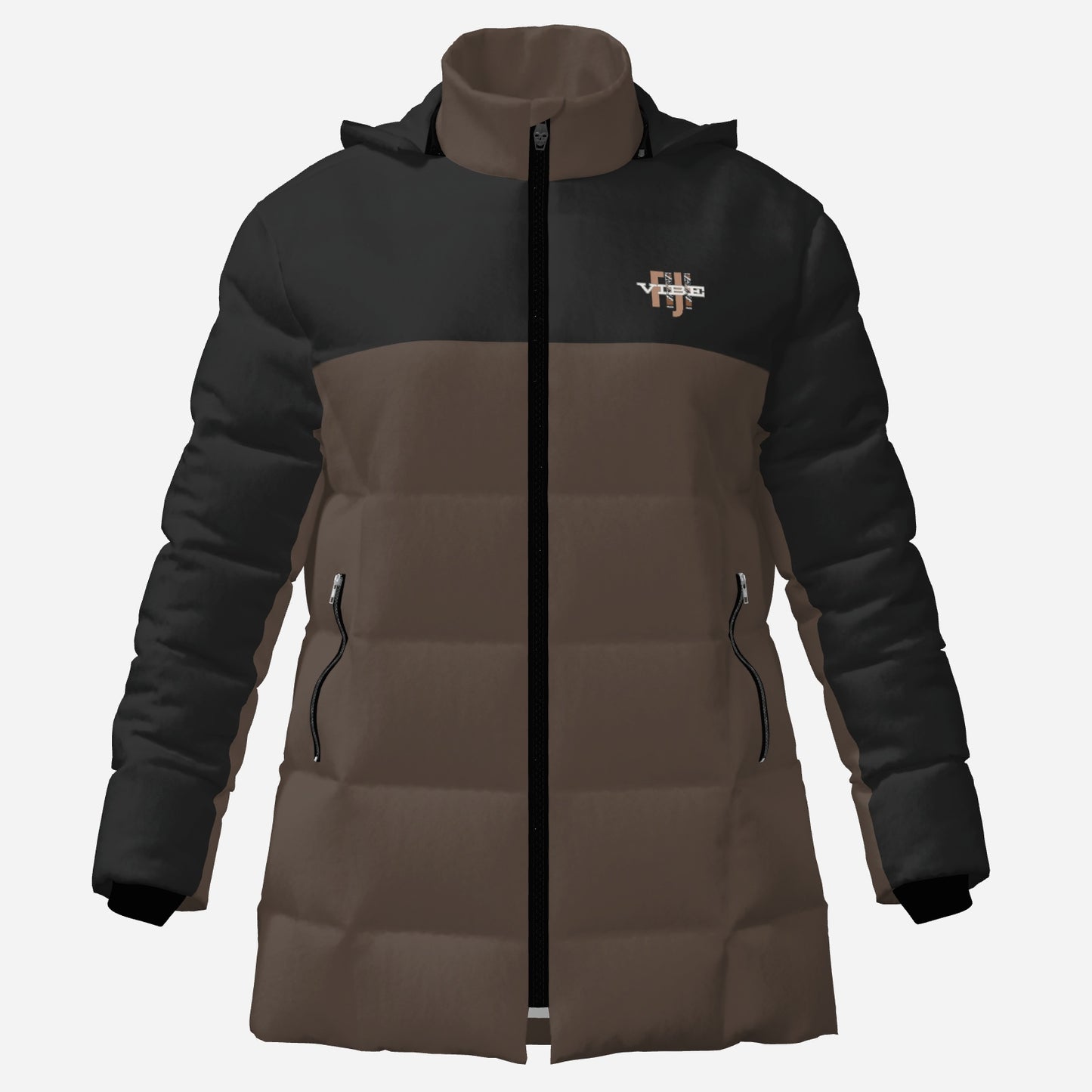 "FijiVibe" (Dark Brown) Women's Zipper Thicken Jacket Coat