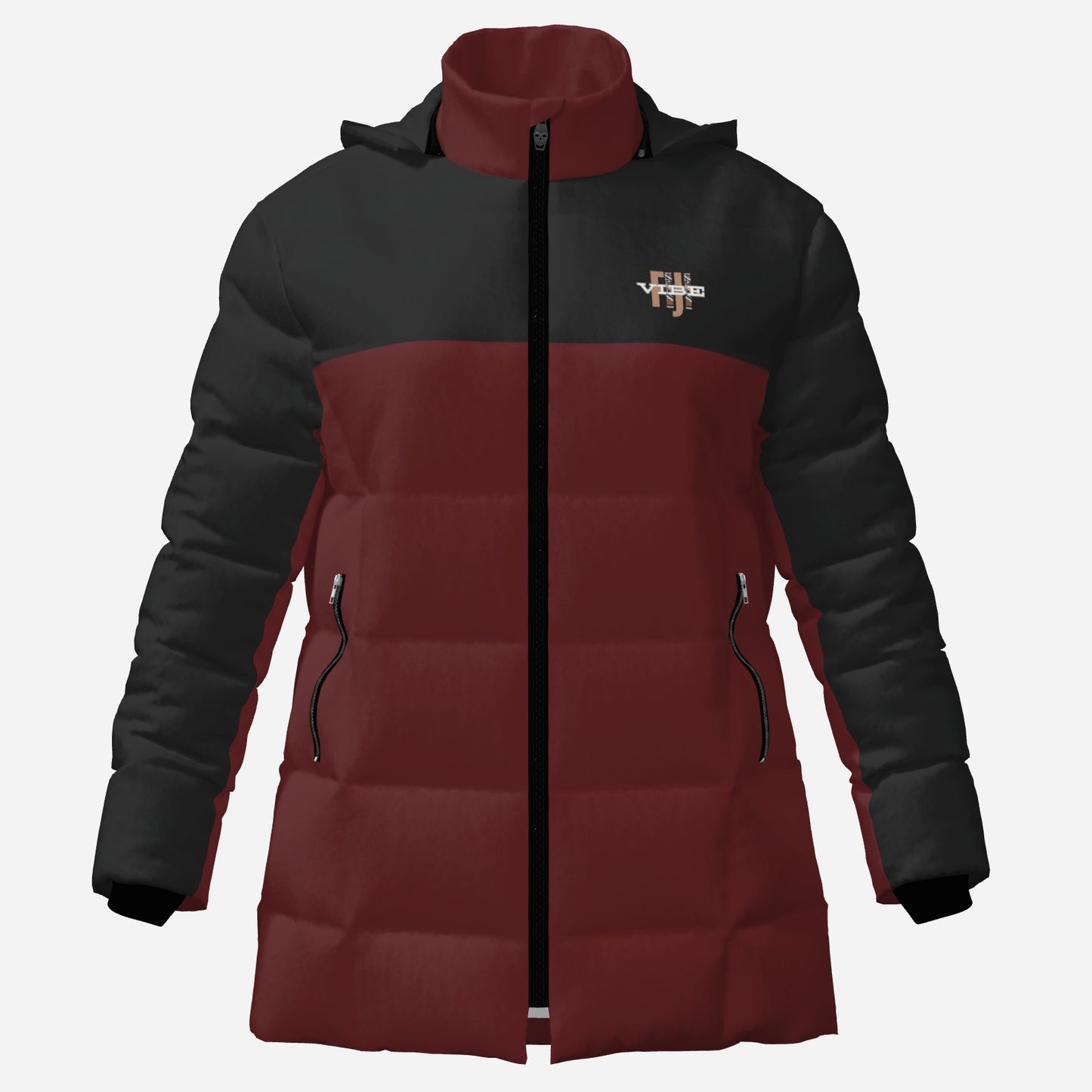 "FijiVibe" (Dark Red) Women's Zipper Thicken Jacket Coat