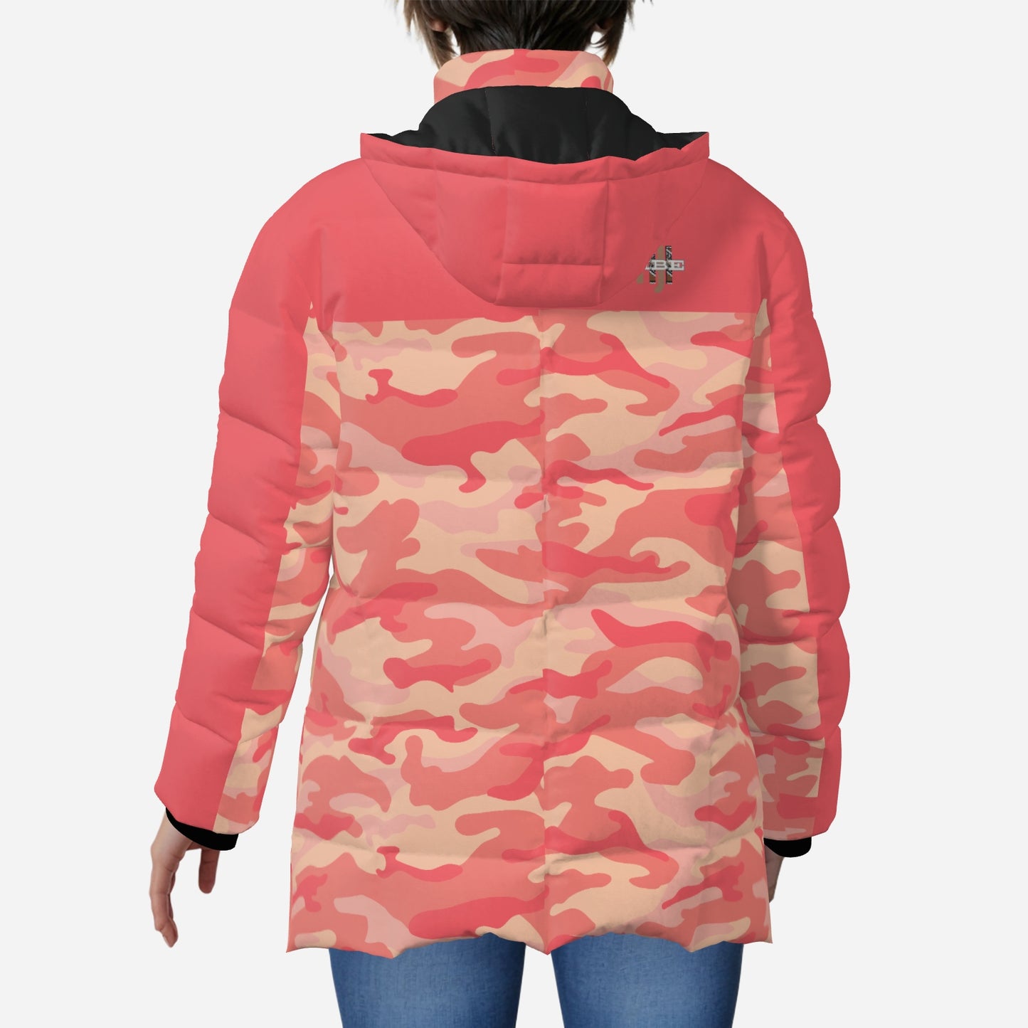 "FijiVibe" (Coral Camo) Women's Zipper Thicken Jacket Coat
