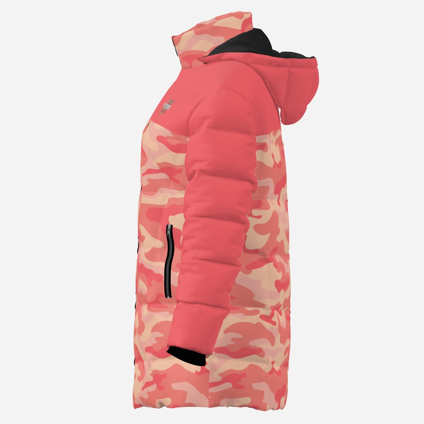 "FijiVibe" (Coral Camo) Women's Zipper Thicken Jacket Coat