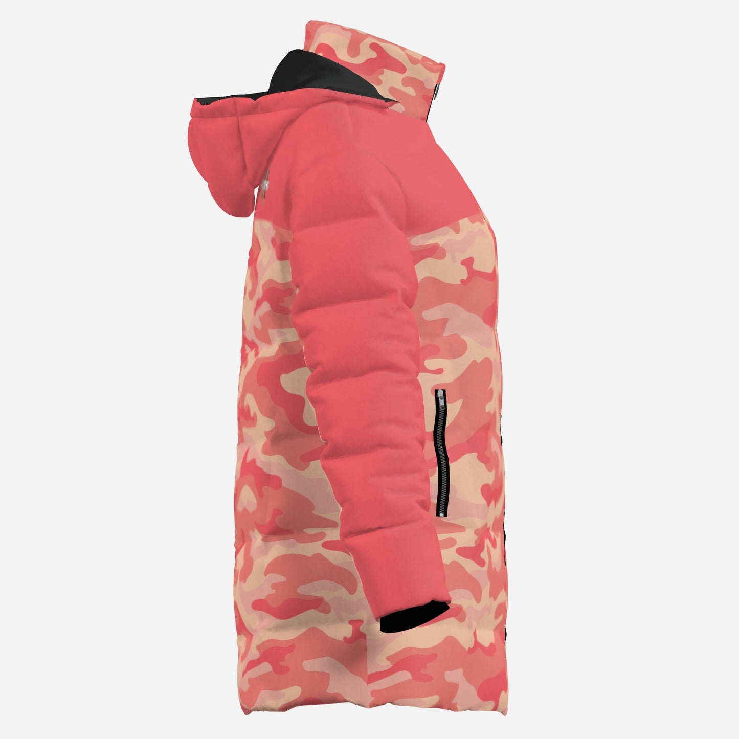"FijiVibe" (Coral Camo) Women's Zipper Thicken Jacket Coat
