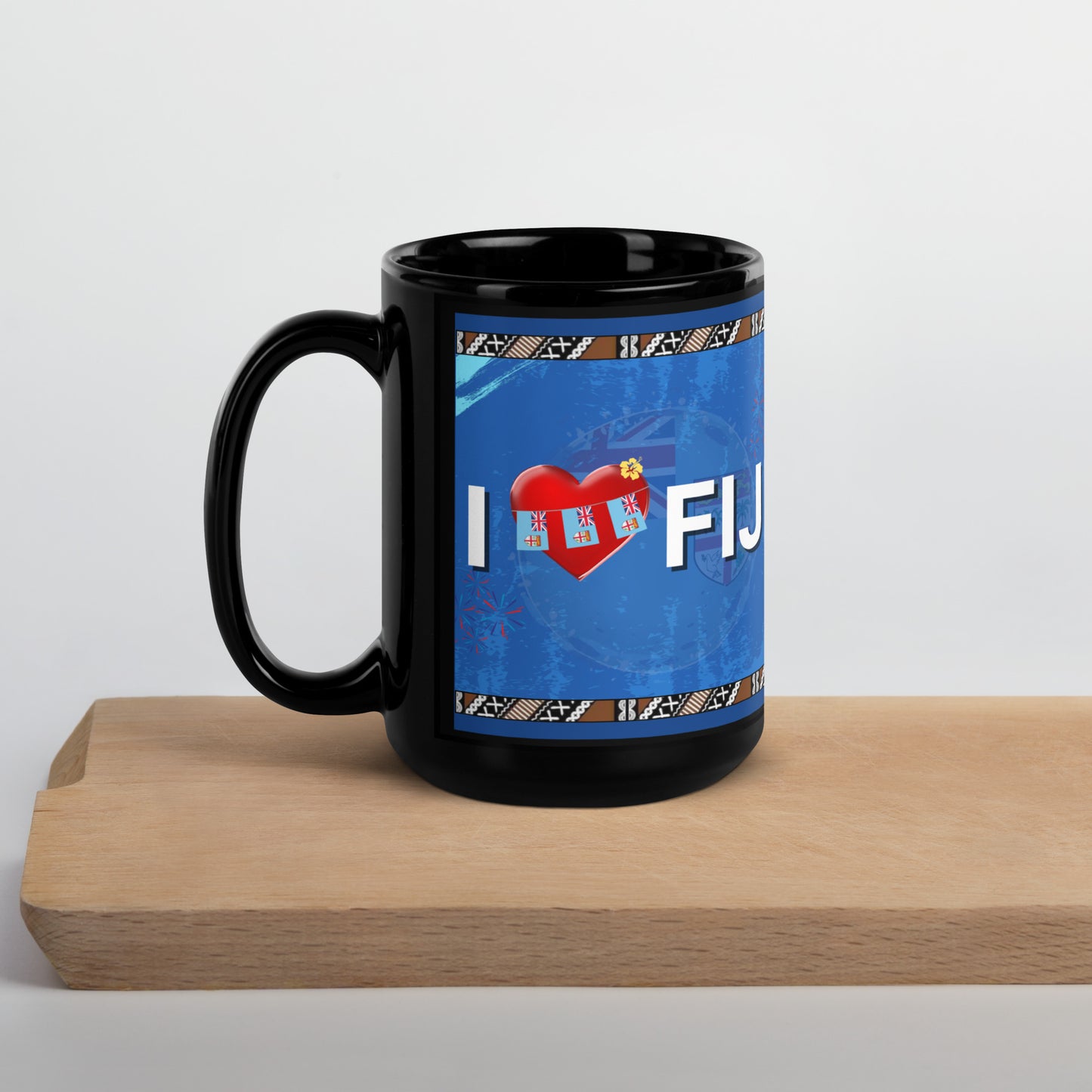 Black Glossy Mug "I Love Fiji"