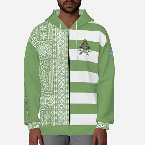 All-Over Print Men's Hoodie Zip Up Long Sleeve - FijiVibe "Nakelo Rugby"