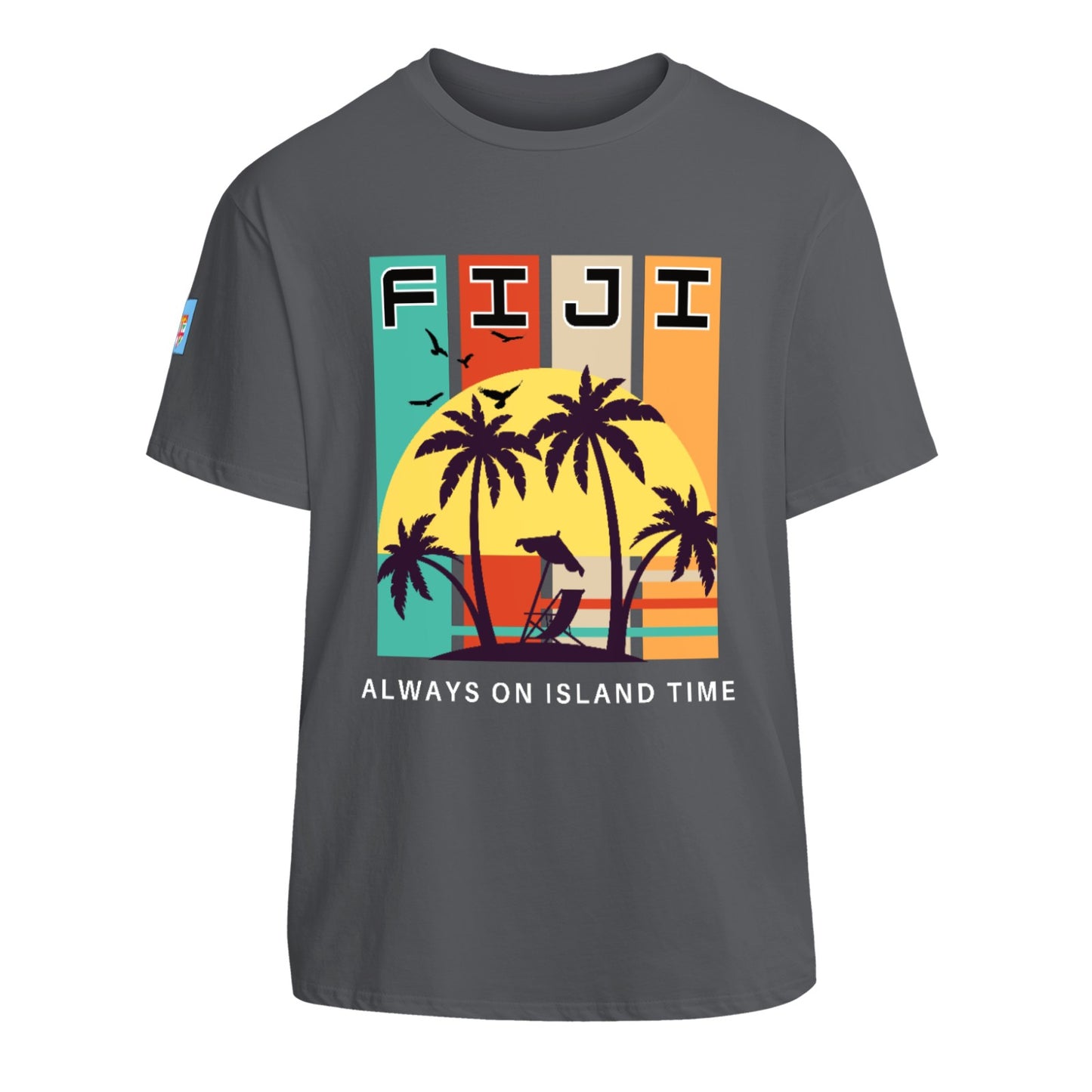 Simple Print Unisex Cotton T-Shirt With Short Sleeve - FijiVibe "Fiji, Always on Island time"