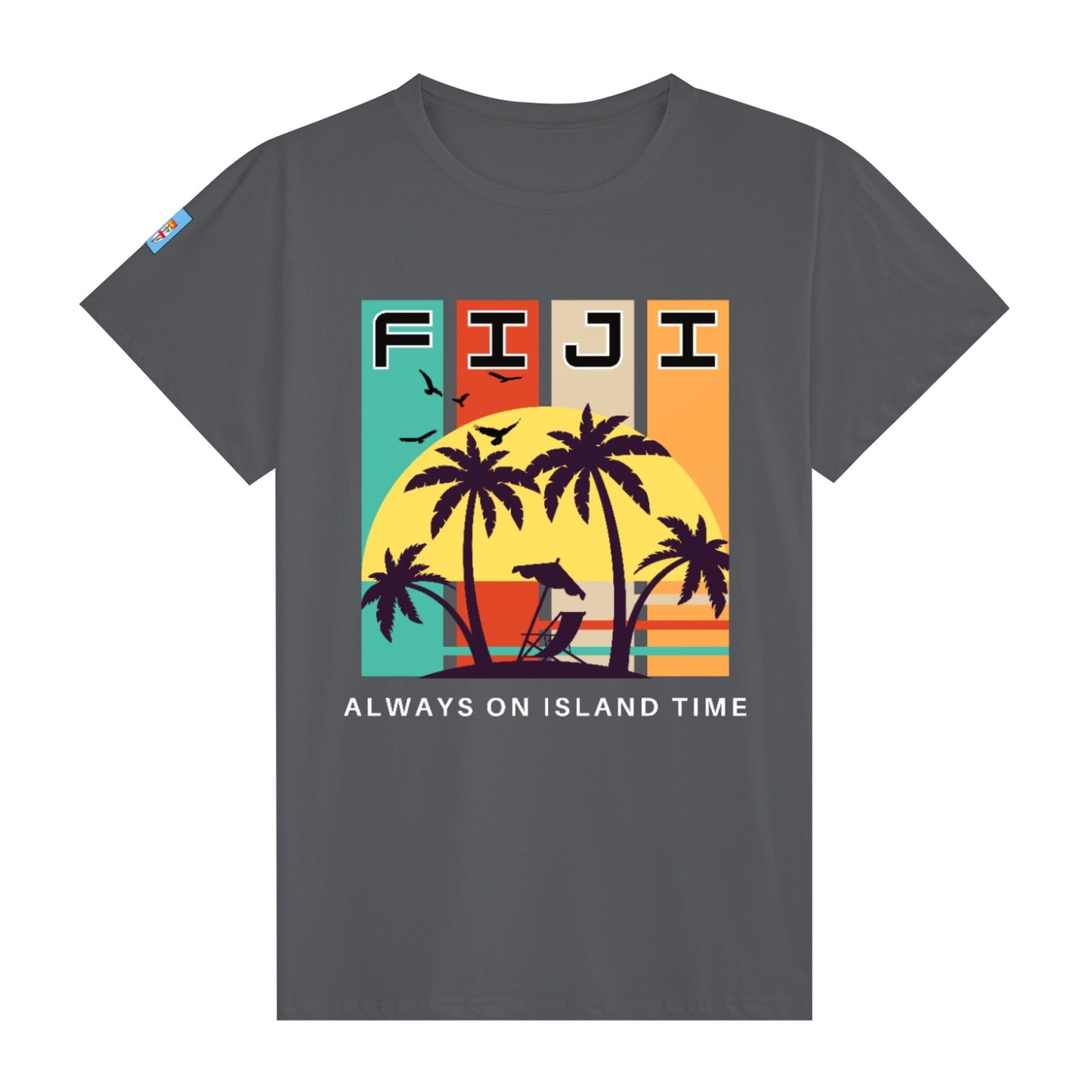 Simple Print Unisex Cotton T-Shirt With Short Sleeve - FijiVibe "Fiji, Always on Island time"