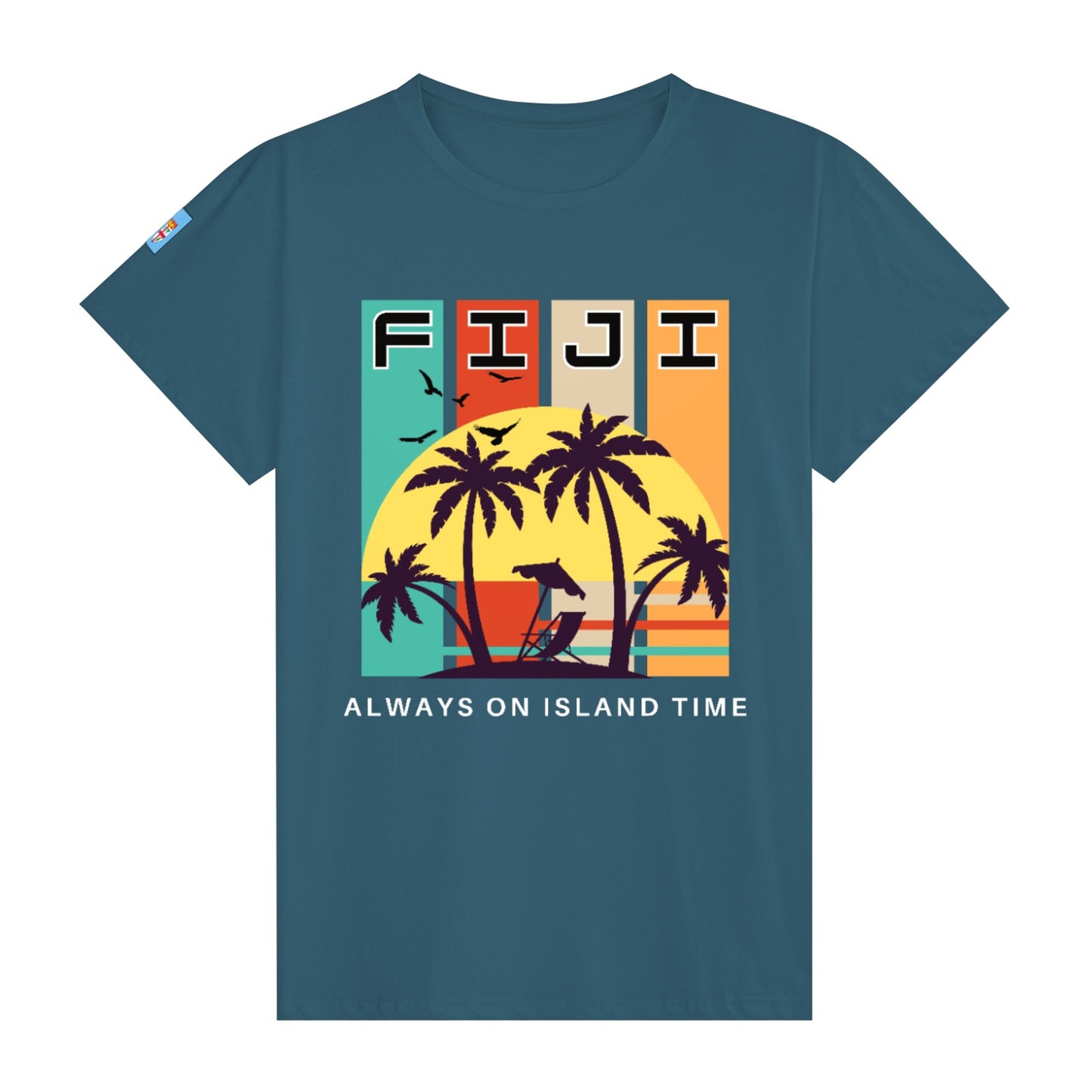 Simple Print Unisex Cotton T-Shirt With Short Sleeve - FijiVibe "Fiji, Always on Island time"