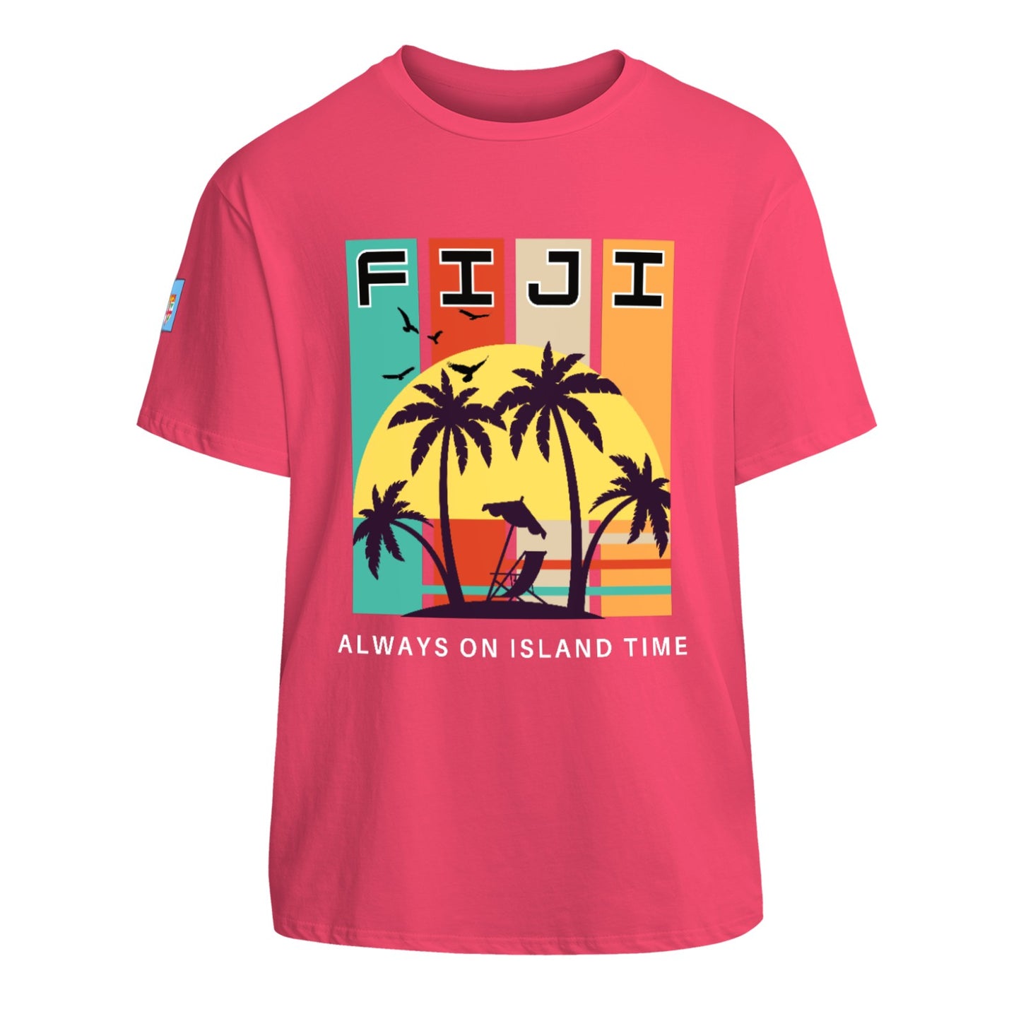 Simple Print Unisex Cotton T-Shirt With Short Sleeve - FijiVibe "Fiji, Always on Island time"
