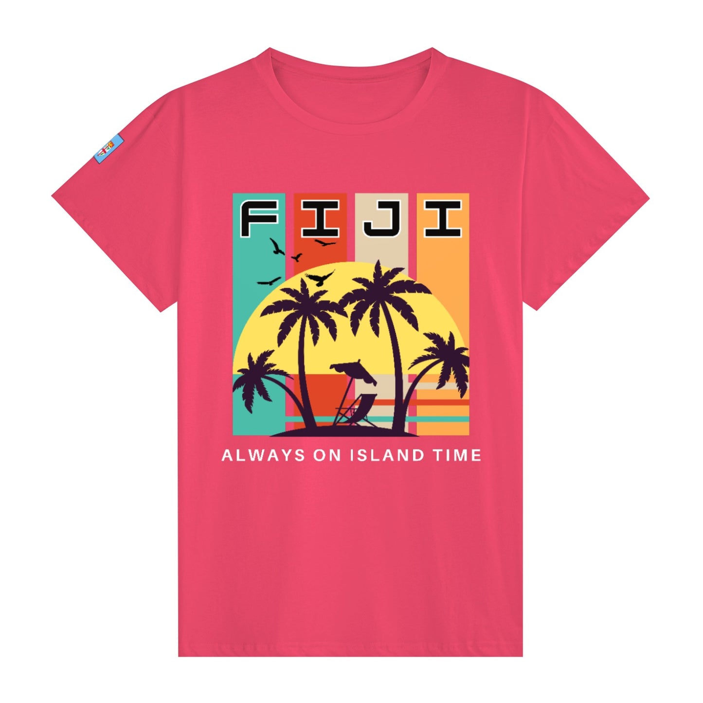 Simple Print Unisex Cotton T-Shirt With Short Sleeve - FijiVibe "Fiji, Always on Island time"