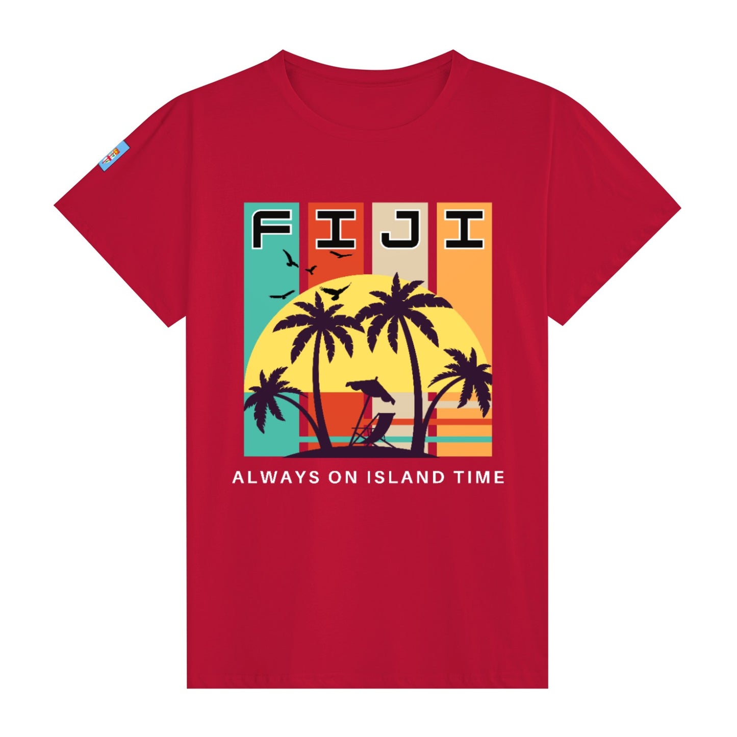 Simple Print Unisex Cotton T-Shirt With Short Sleeve - FijiVibe "Fiji, Always on Island time"