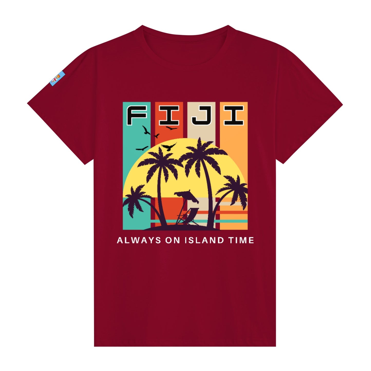 Simple Print Unisex Cotton T-Shirt With Short Sleeve - FijiVibe "Fiji, Always on Island time"