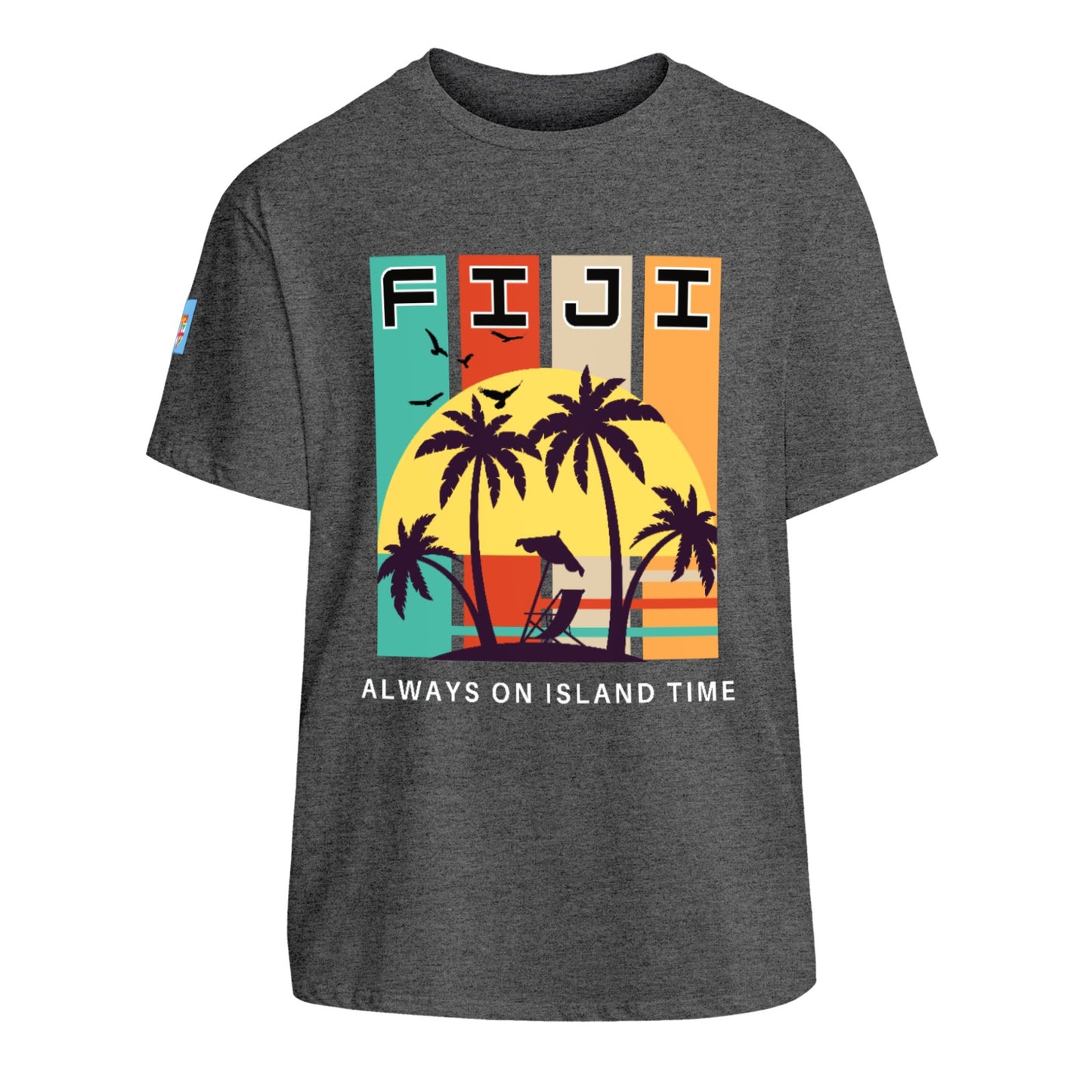 Simple Print Unisex Cotton T-Shirt With Short Sleeve - FijiVibe "Fiji, Always on Island time"