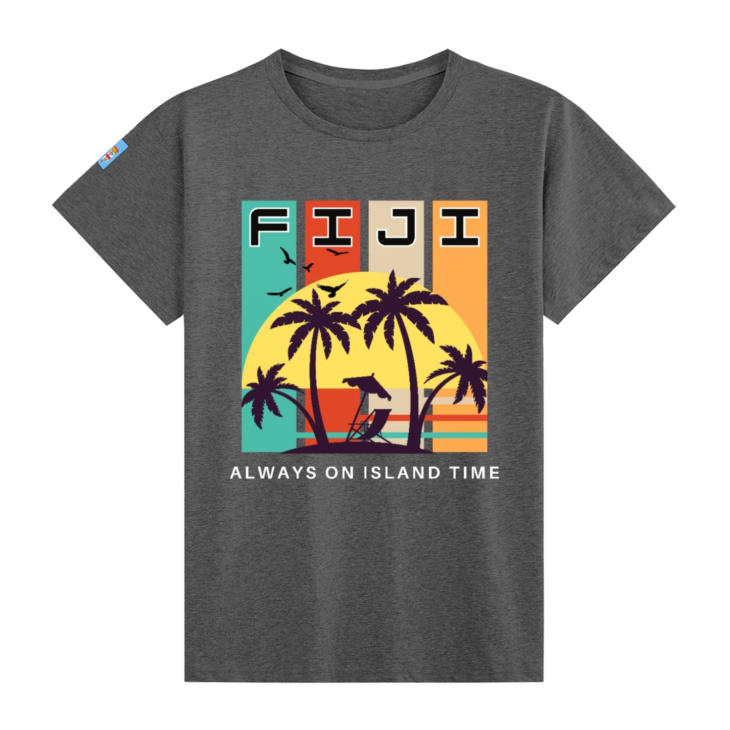 Simple Print Unisex Cotton T-Shirt With Short Sleeve - FijiVibe "Fiji, Always on Island time"