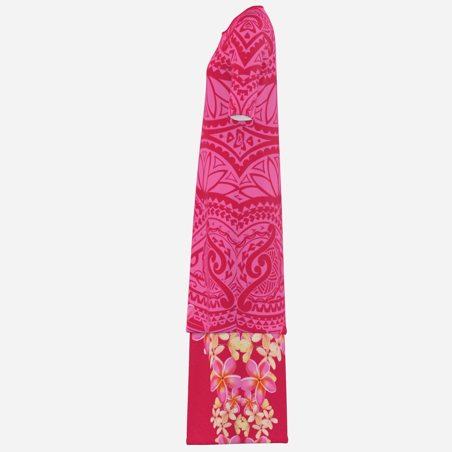 FijiVibe - Pink tribal Women's Square Neck Long Dress
