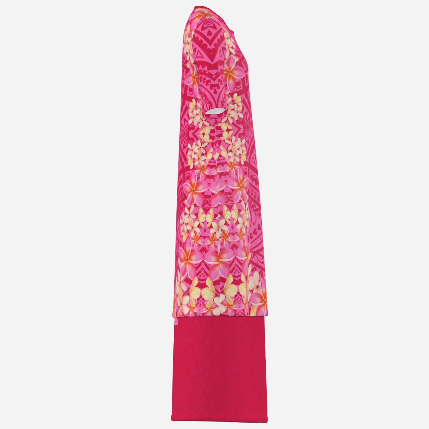 FijiVibe - Pink tribal Women's Square Neck Long Dress