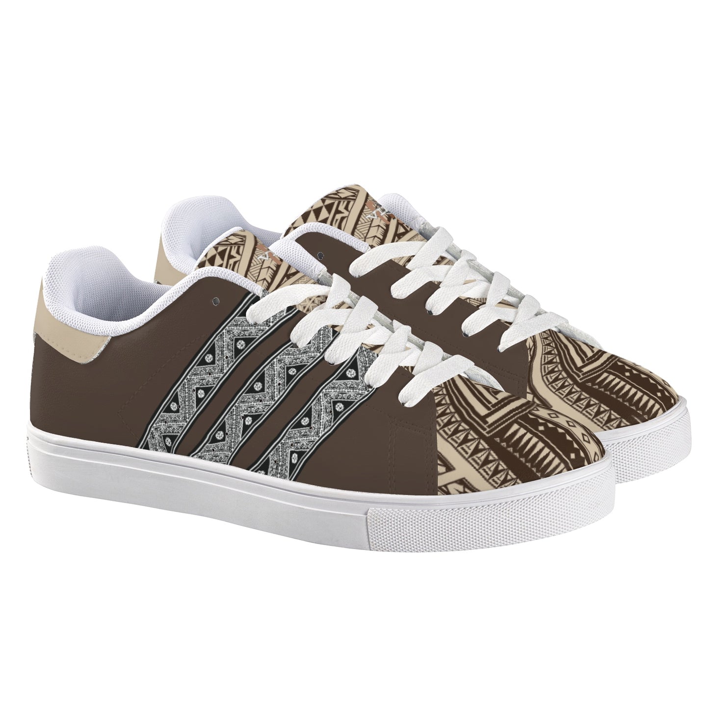 FijiVibe "6seven9" Brown Tribal Unisex Sneaker Shoes