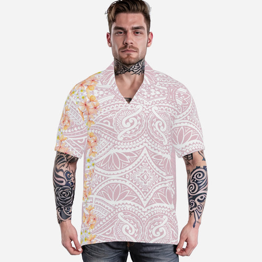 FijiVibe Pink Tribal Men's Shirt Lapel Oversized