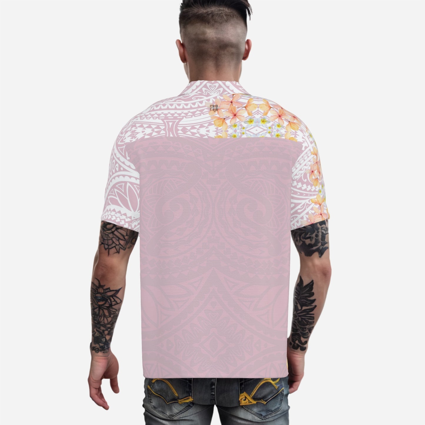 FijiVibe Pink Tribal Men's Shirt Lapel Oversized