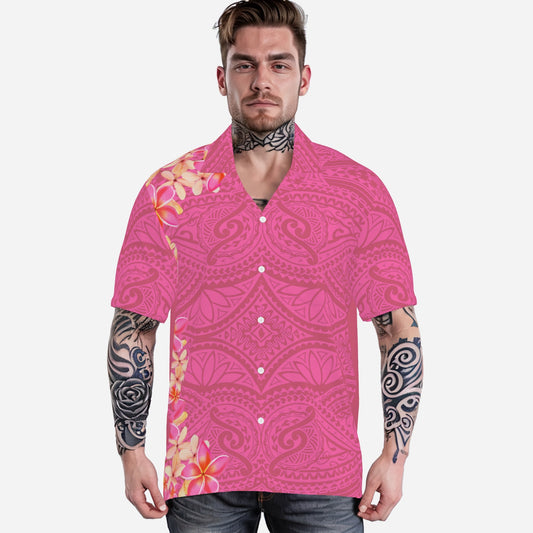 FijiVibe Pink Tribal Men's Shirt Lapel Oversized