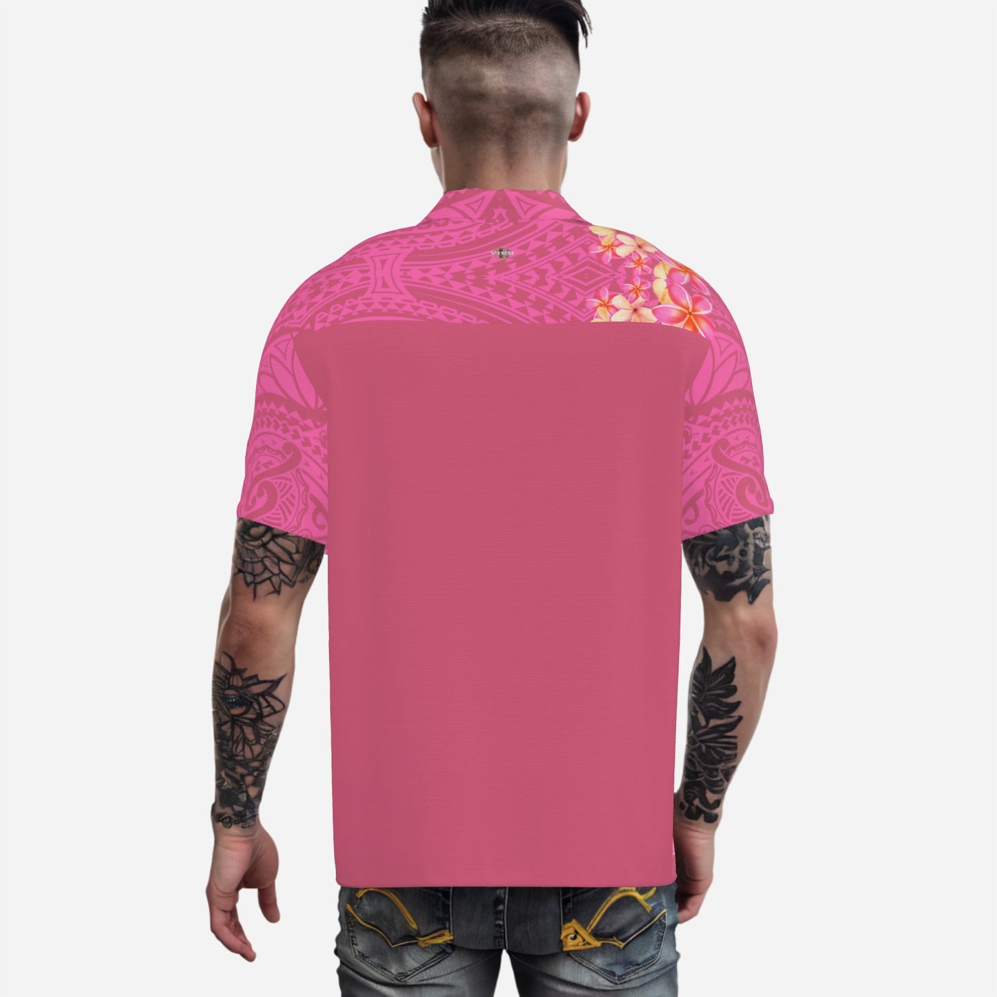 FijiVibe Pink Tribal Men's Shirt Lapel Oversized