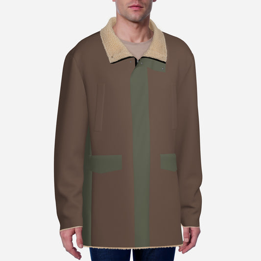 Brown & Olive Green Men's Long Zippers Windbreaker Jacket
