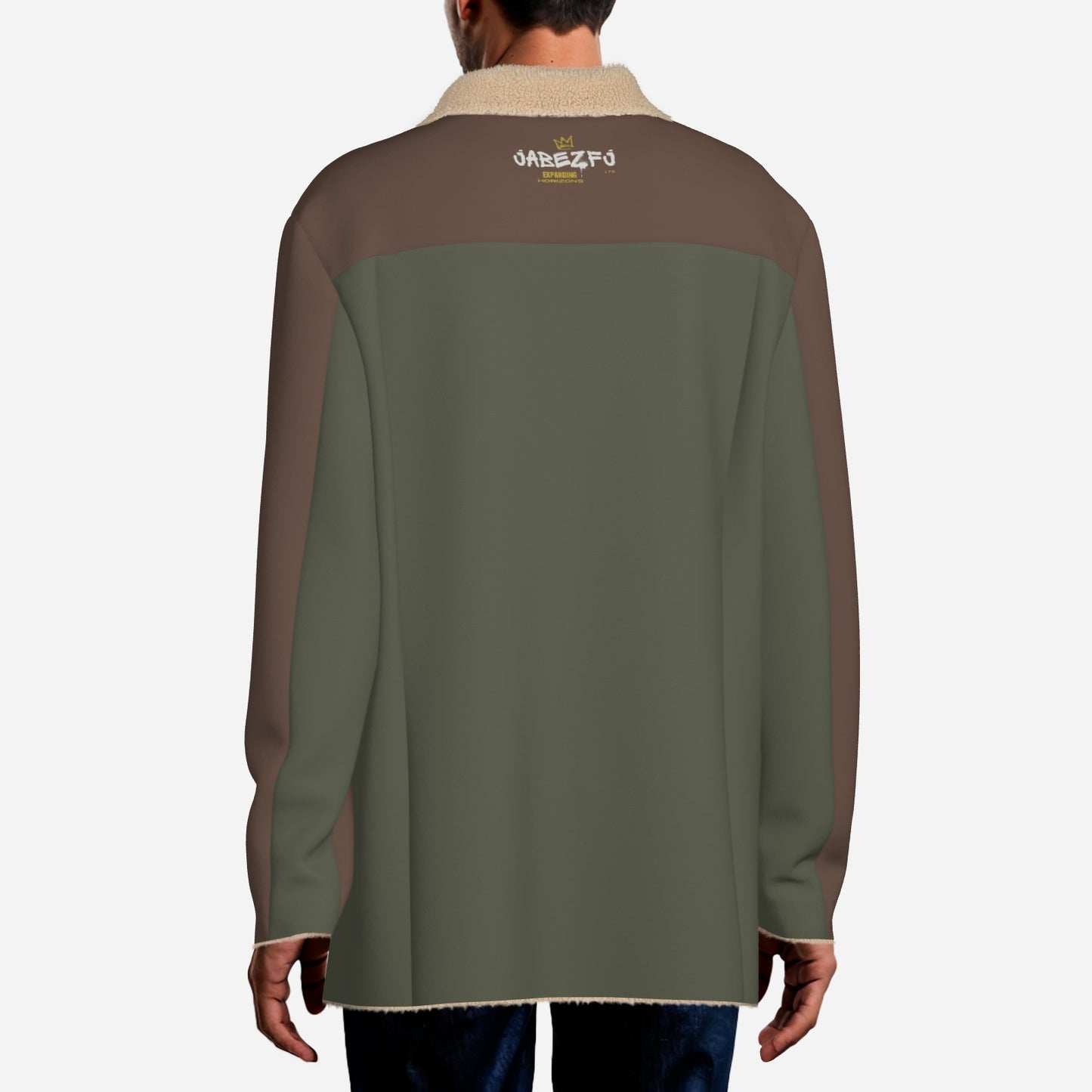 Brown & Olive Green Men's Long Zippers Windbreaker Jacket