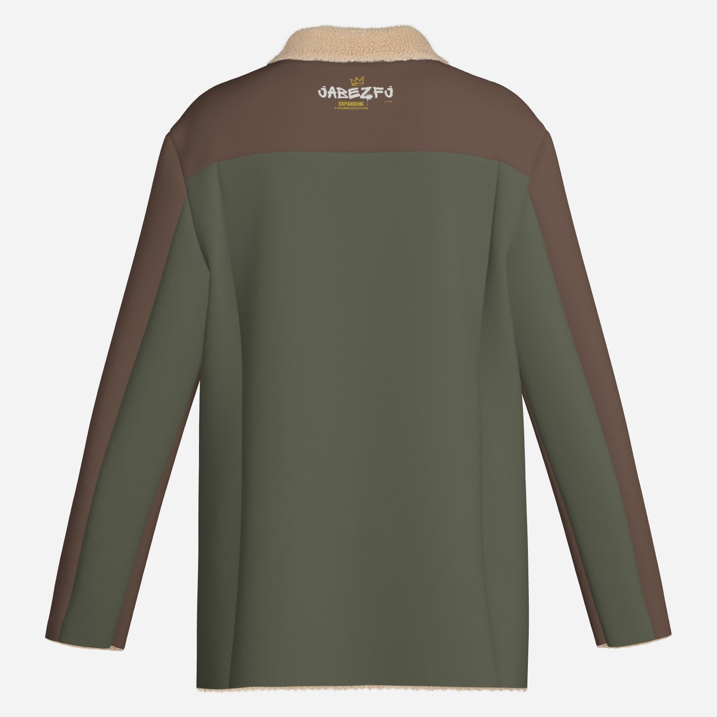 Brown & Olive Green Men's Long Zippers Windbreaker Jacket