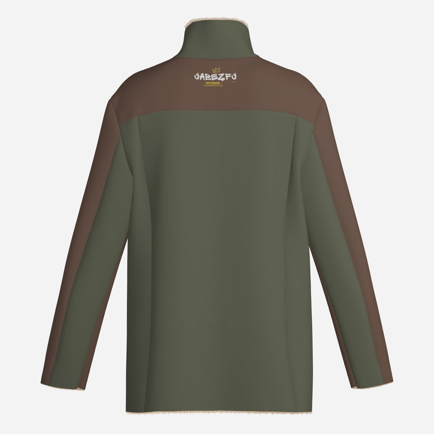 Brown & Olive Green Men's Long Zippers Windbreaker Jacket