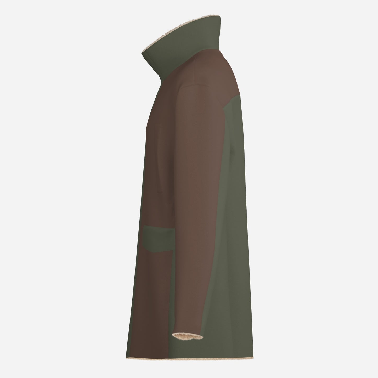 Brown & Olive Green Men's Long Zippers Windbreaker Jacket