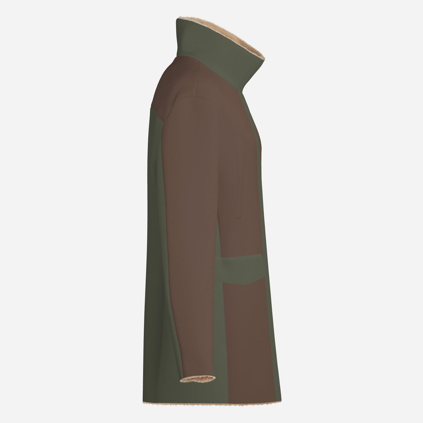 Brown & Olive Green Men's Long Zippers Windbreaker Jacket