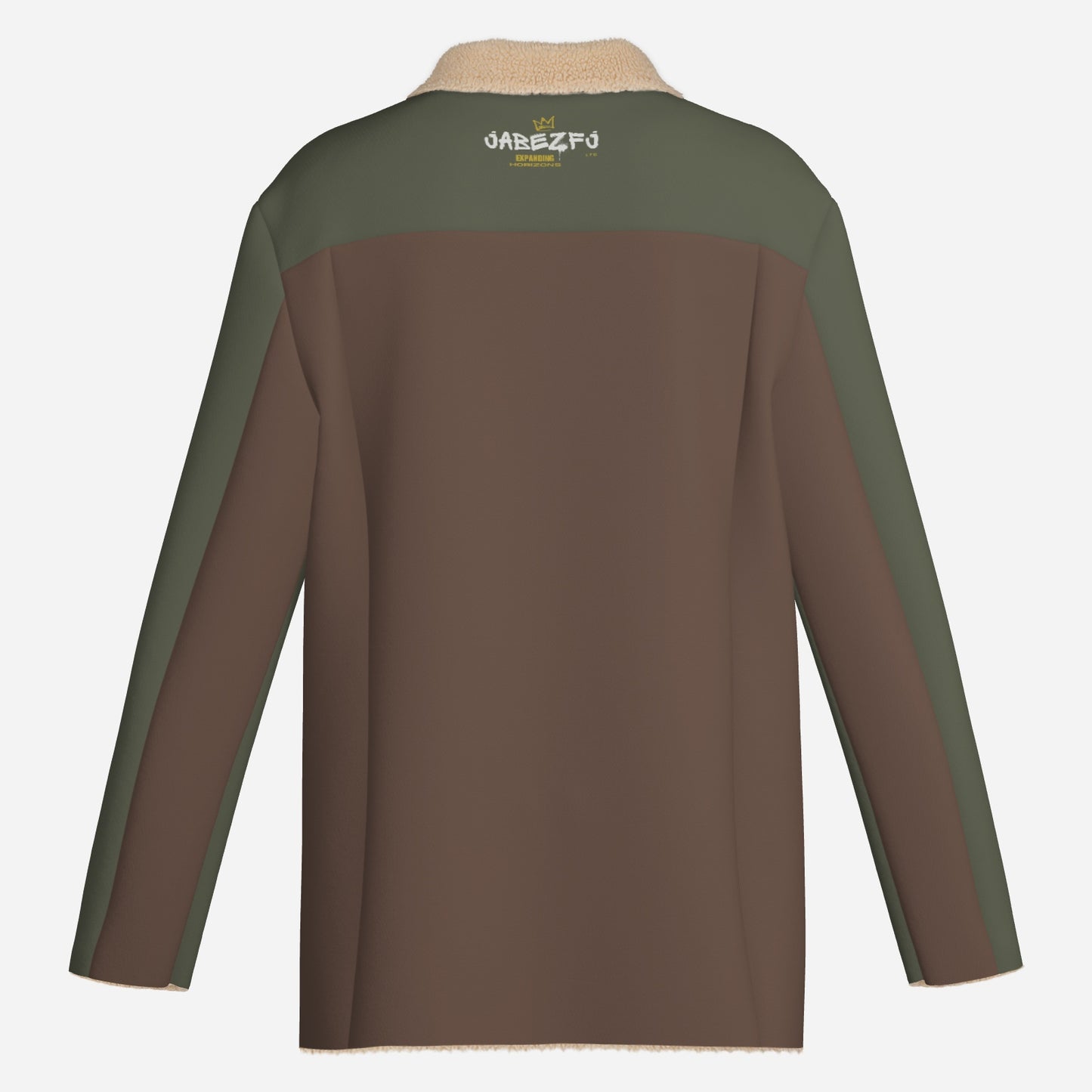 Olive Green & Brown Men's Long Zippers Windbreaker Jacket