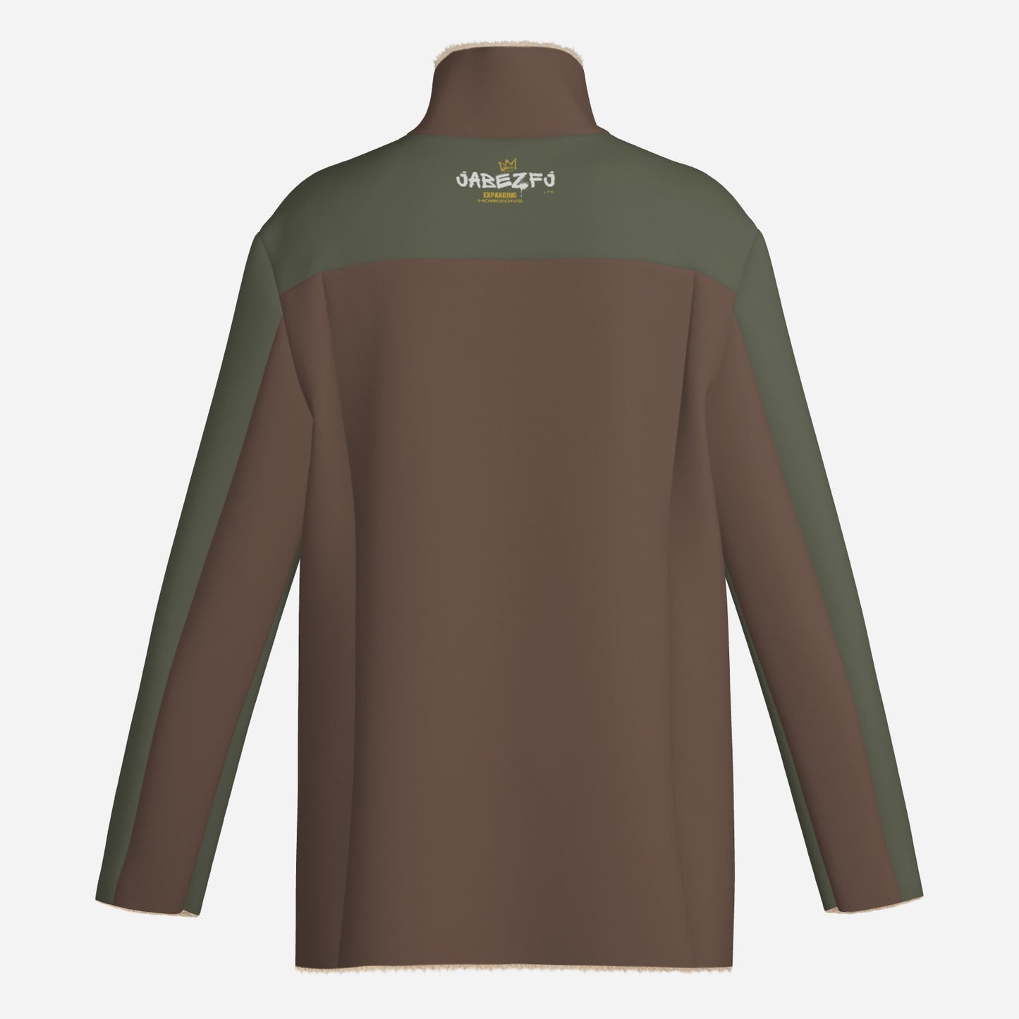Olive Green & Brown Men's Long Zippers Windbreaker Jacket