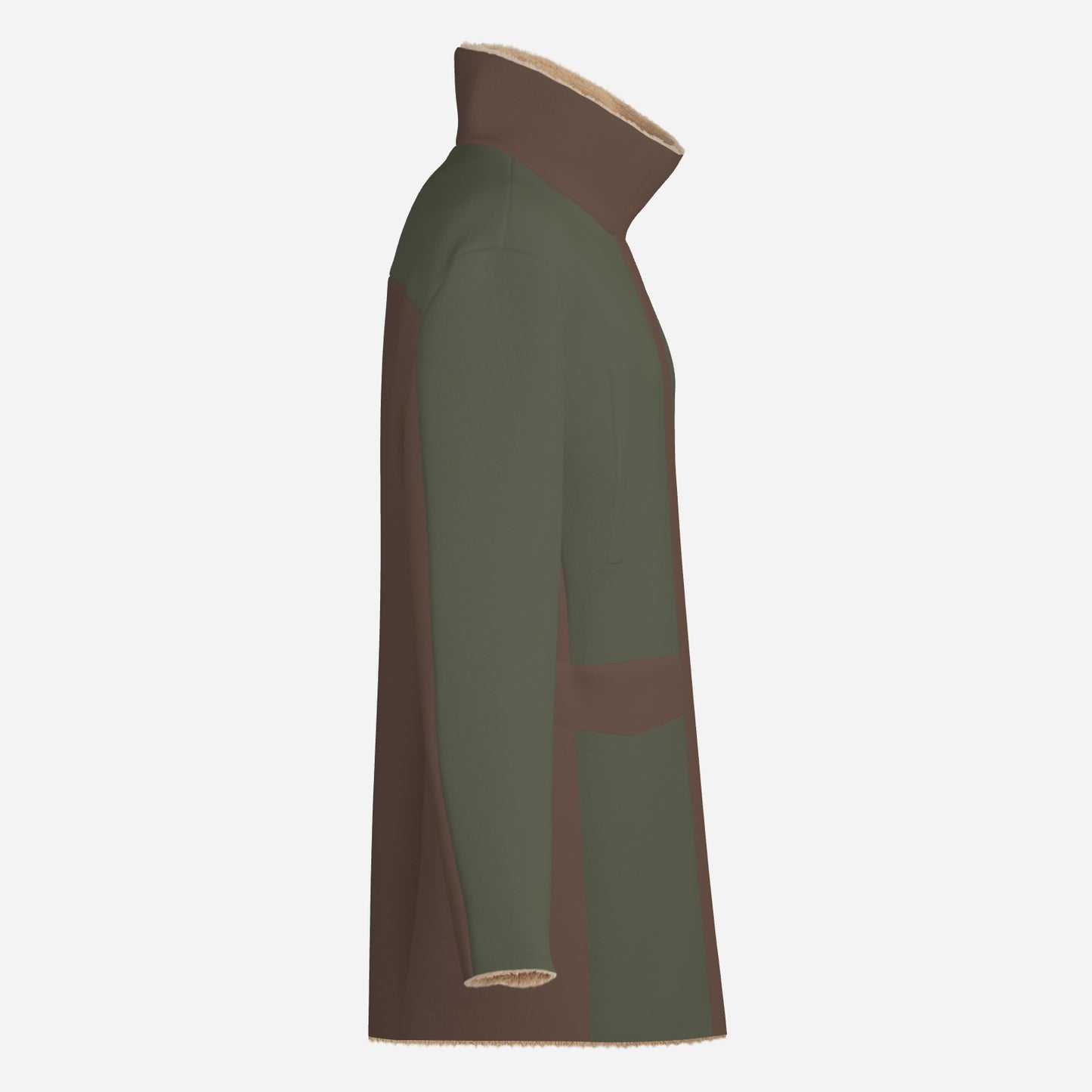 Olive Green & Brown Men's Long Zippers Windbreaker Jacket