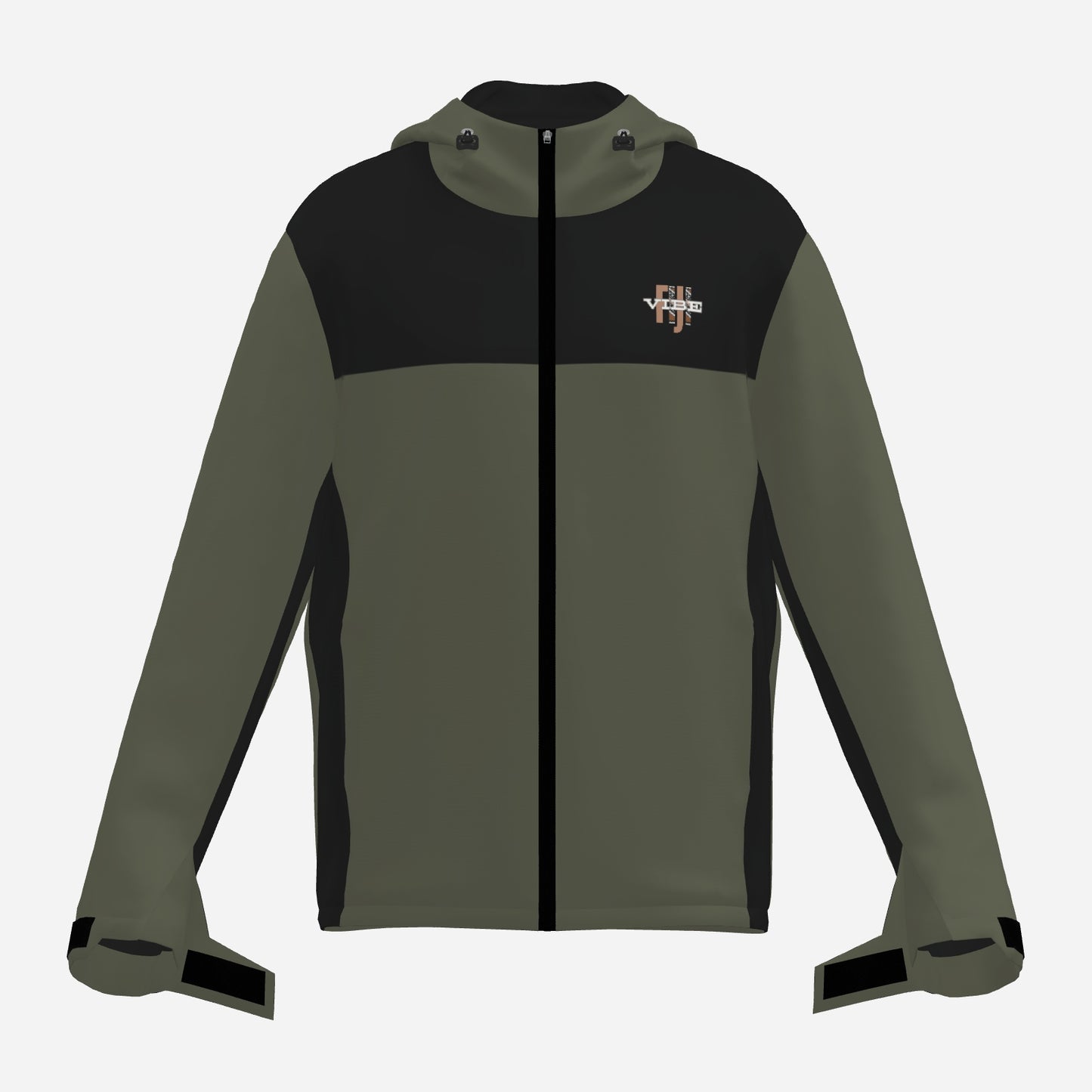 "FijiVibe" (Olive Green) Men's Double Layer Windproof Zipper Jacket