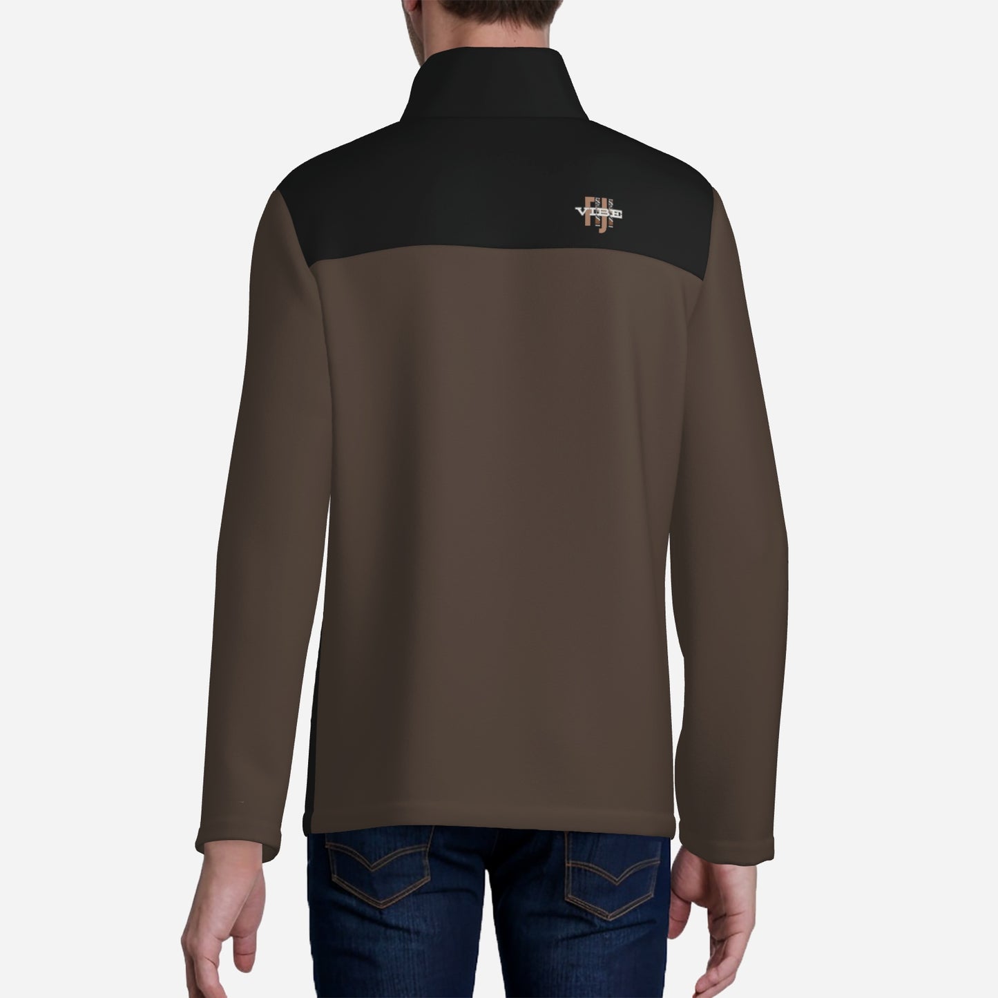"FijiVibe" (Dark Brown) Men's Lightweight Fleece Jacket Soft Warm Outwear with Zipper Pockets