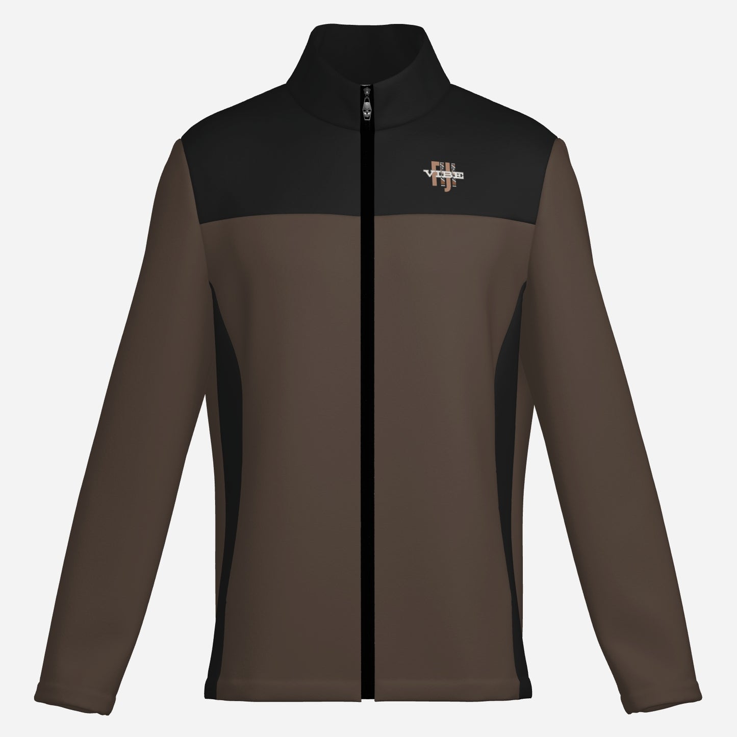 "FijiVibe" (Dark Brown) Men's Lightweight Fleece Jacket Soft Warm Outwear with Zipper Pockets