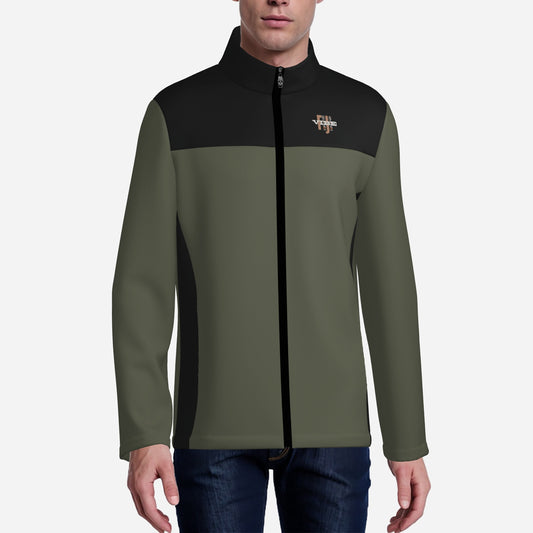 "FijiVibe" (Olive Green) Men's Lightweight Fleece Jacket Soft Warm Outwear with Zipper Pockets