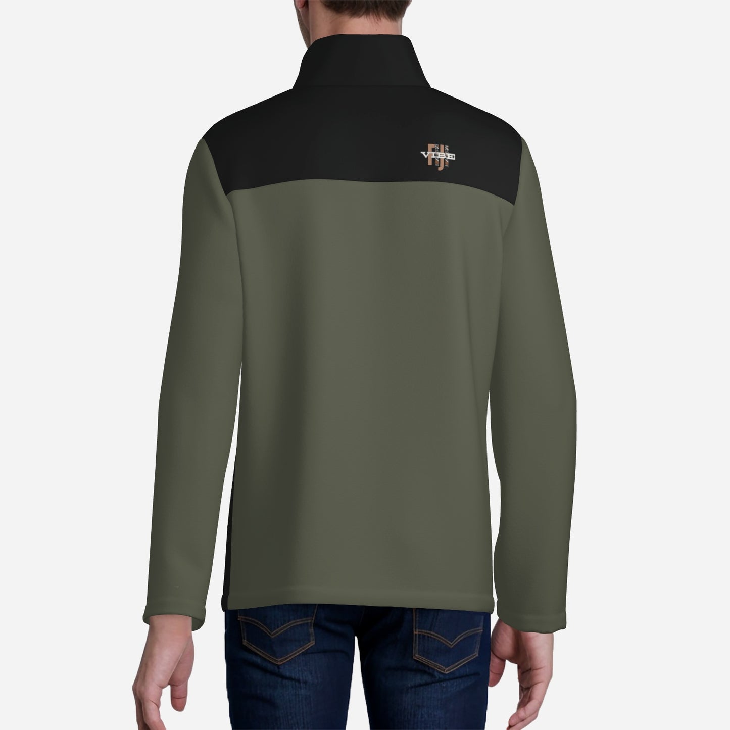 "FijiVibe" (Olive Green) Men's Lightweight Fleece Jacket Soft Warm Outwear with Zipper Pockets