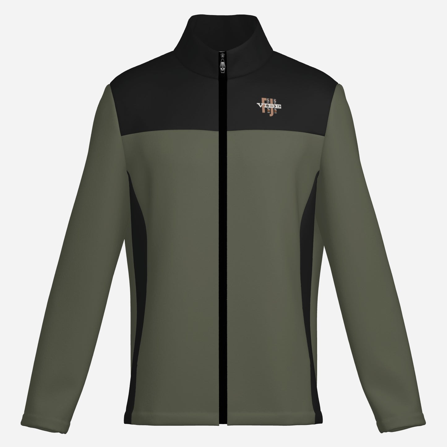 "FijiVibe" (Olive Green) Men's Lightweight Fleece Jacket Soft Warm Outwear with Zipper Pockets
