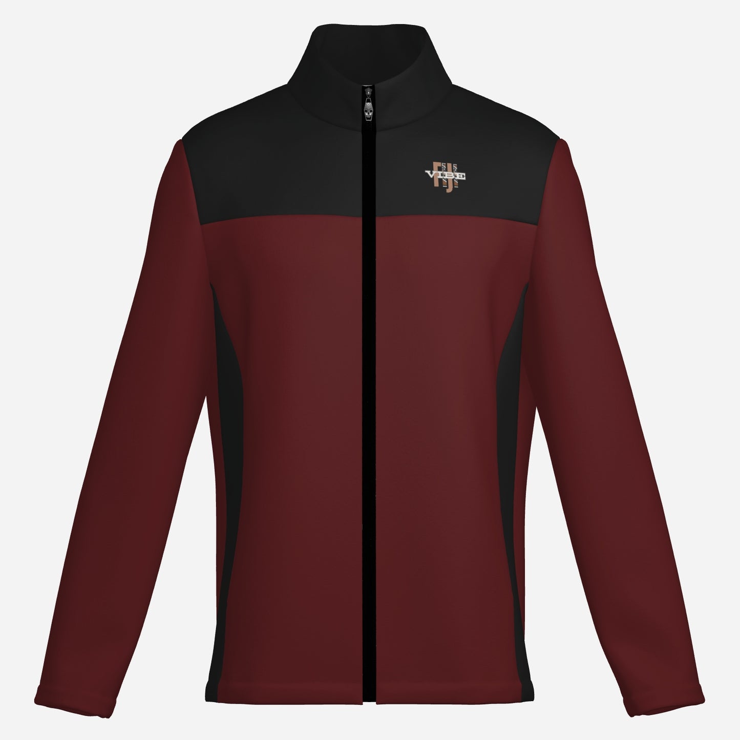 "FijiVibe" (Dark Red) Men's Lightweight Fleece Jacket Soft Warm Outwear with Zipper Pockets