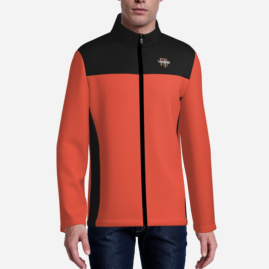 "FijiVibe" (Burnt Orange) Men's Lightweight Fleece Jacket Soft Warm Outwear with Zipper Pockets